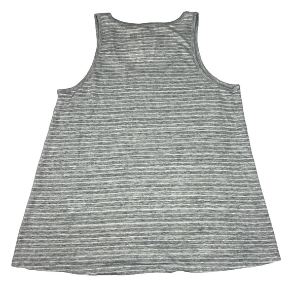 Vince. 100% Linen Tank Top Women's M Gray Striped Scoop Neck Designer NWT - Picture 3 of 17